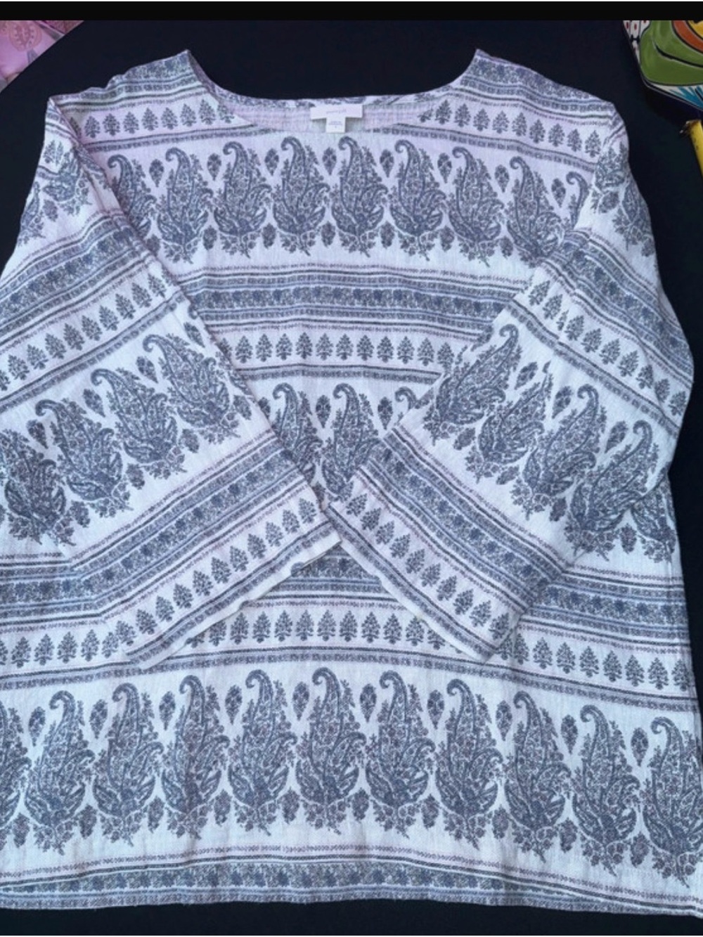 Womens Hemp and Cotton Oversized Paisley Print Blouse